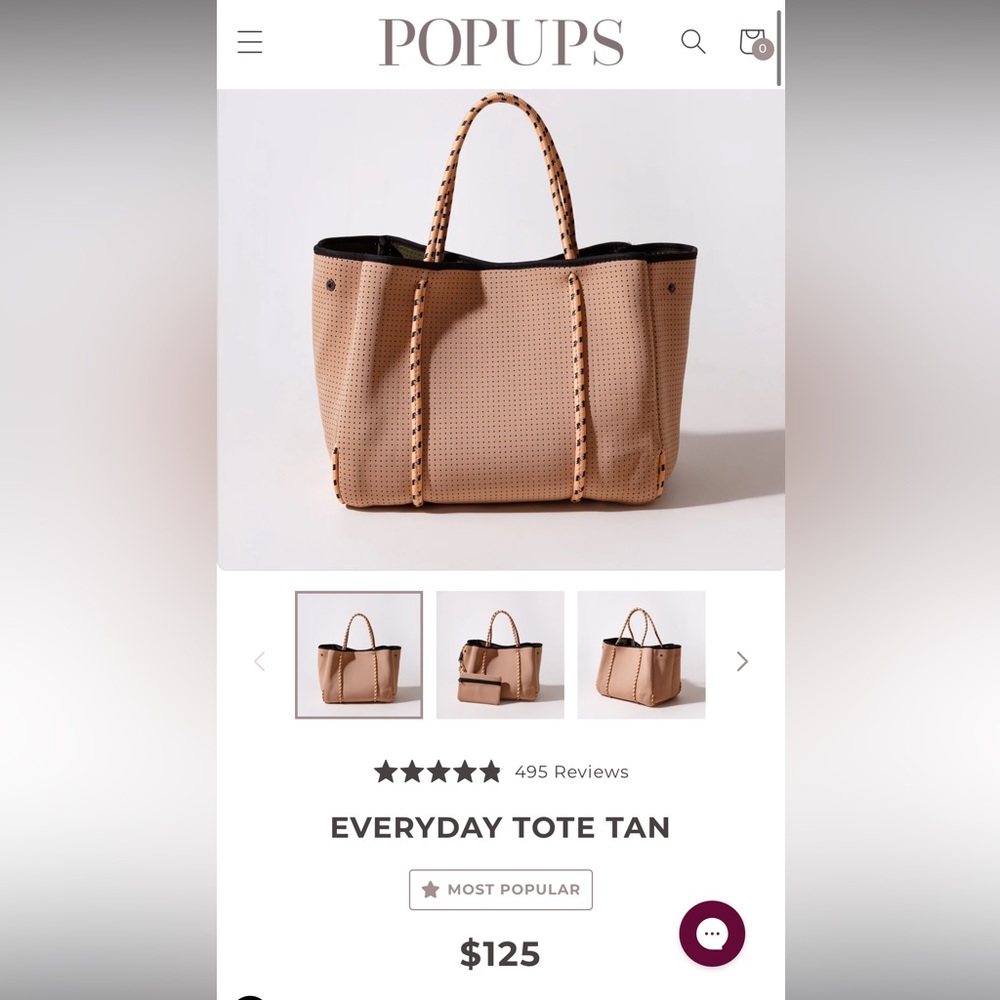 Pop Ups Everyday Tote in Tan + Essential Pouch in Neon Green, orig $160